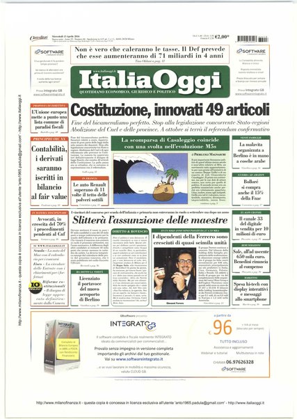 Italia oggi : quotidiano di economia finanza e politica